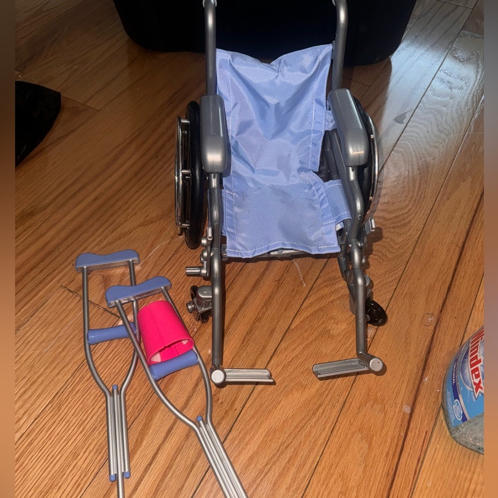 American doll cast crutch and wheelchair